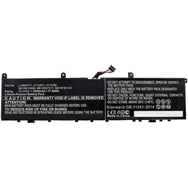 Laptop Battery for Lenovo  79.77Wh 15.4V 5180mAh 77Wh  Li-Pol 15.4V 5000mAh Black for Lenovo Notebook, Laptop ThinkPad P1 2019,