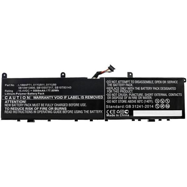 Laptop Battery for Lenovo  79.77Wh 15.4V 5180mAh 77Wh  Li-Pol 15.4V 5000mAh Black for Lenovo Notebook, Laptop ThinkPad P1 2019,