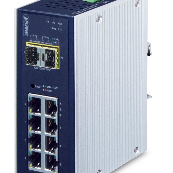 IP30 Industrial 8* 1000TP 2 100/1000F SFP Full Managed Ethernet Switch (-40 to 75 degree C), 1588