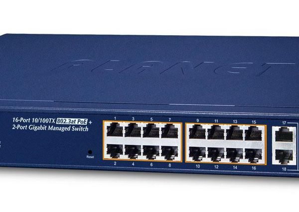 16-Port 10/100TX 802.3at High Power POE +  2-Port Gigabit TP/SFP Combo Managed Ethernet Switch (220W)