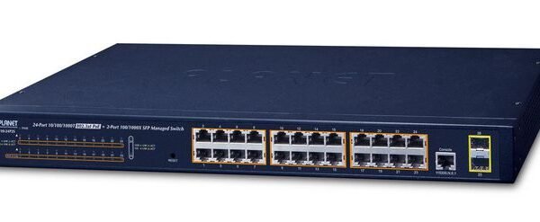 IPv4, 24-Port Managed 802.3at POE+ Gigabit Ethernet Switch + 2-Port 100/1000X SFP (300W)