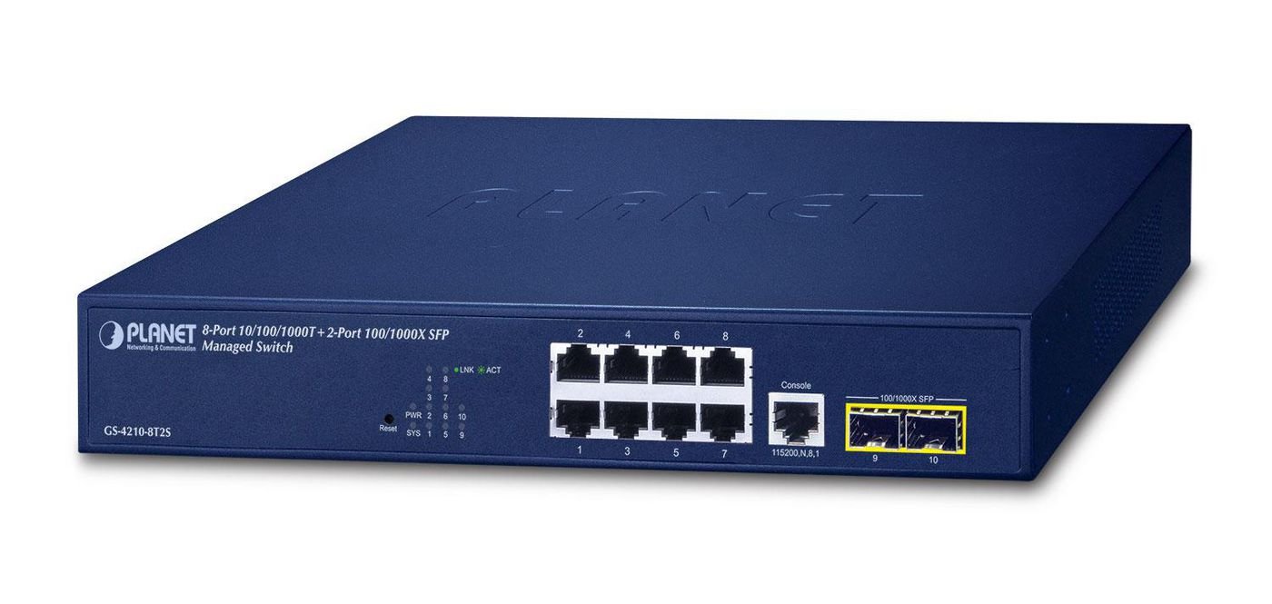 Img_27131963.jpg IPv4/IPv6, 8-Port 10/100/1000T + 2-Port 100/1000X SFP L2/L4 SNMP Manageable Gigabit Ethernet Switch, 12-inch - Image 1