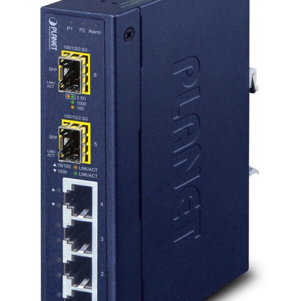 IP30 Industrial 4-P 10/100/100 + 2-P 100/1000X SFP Gigabit Switch (-40 to 75 degree C)
