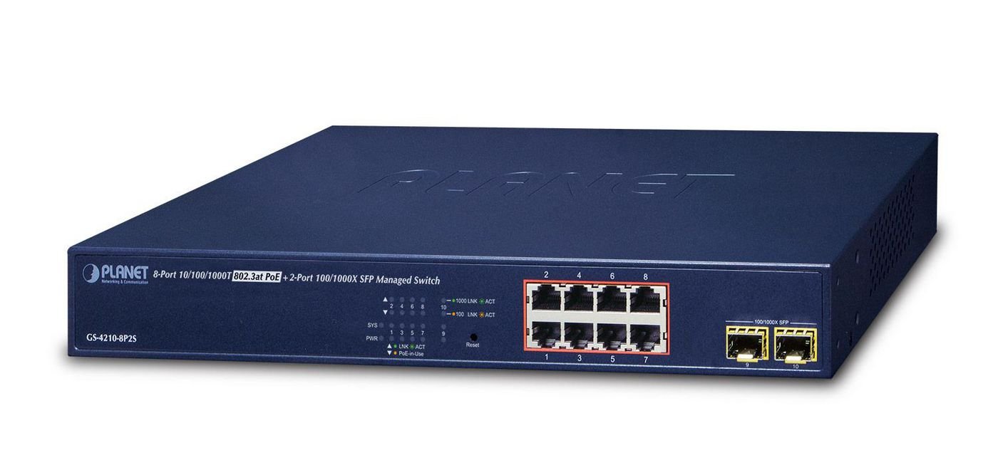 Img_27183140.jpg IPv4/IPv6, 8-Port Managed 802.3at POE+ Gigabit Ethernet Switch + 2-Port 100/1000X SFP (120W) - Image 1