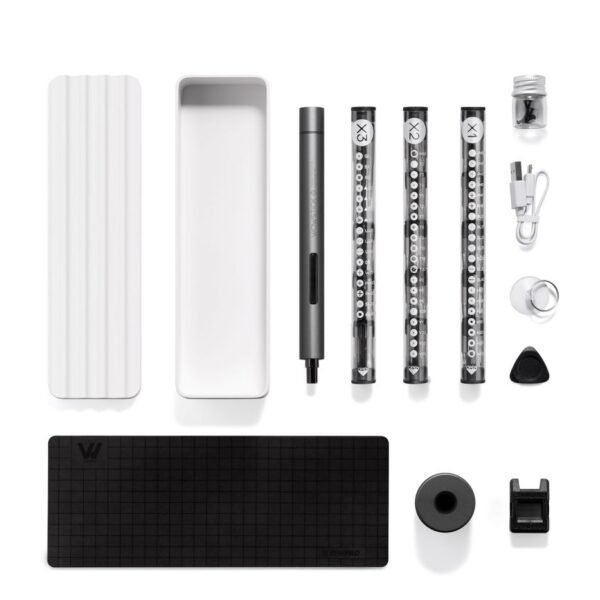 Electric Screwdriver for  Mobile, Tablets, Laptops  Silver color, 0.2Nm, with flashlight, Rechargeable with 56bits