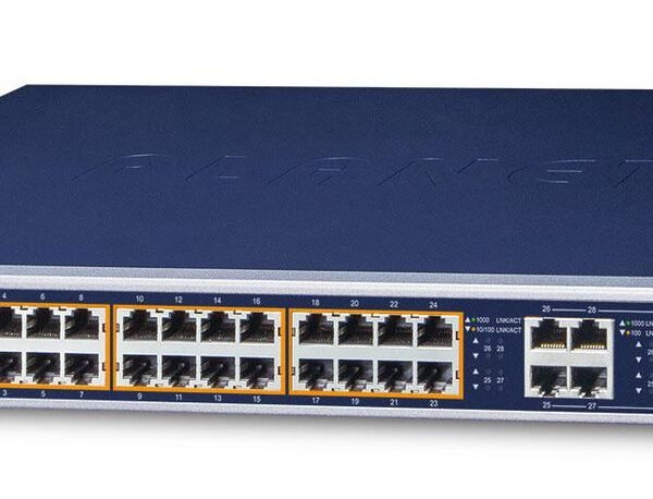 IPv6/IPv4, 24-Port Managed 802.3at POE+ Gigabit Ethernet Switch + 4-Port Gigabit Combo TP/SFP (220W)