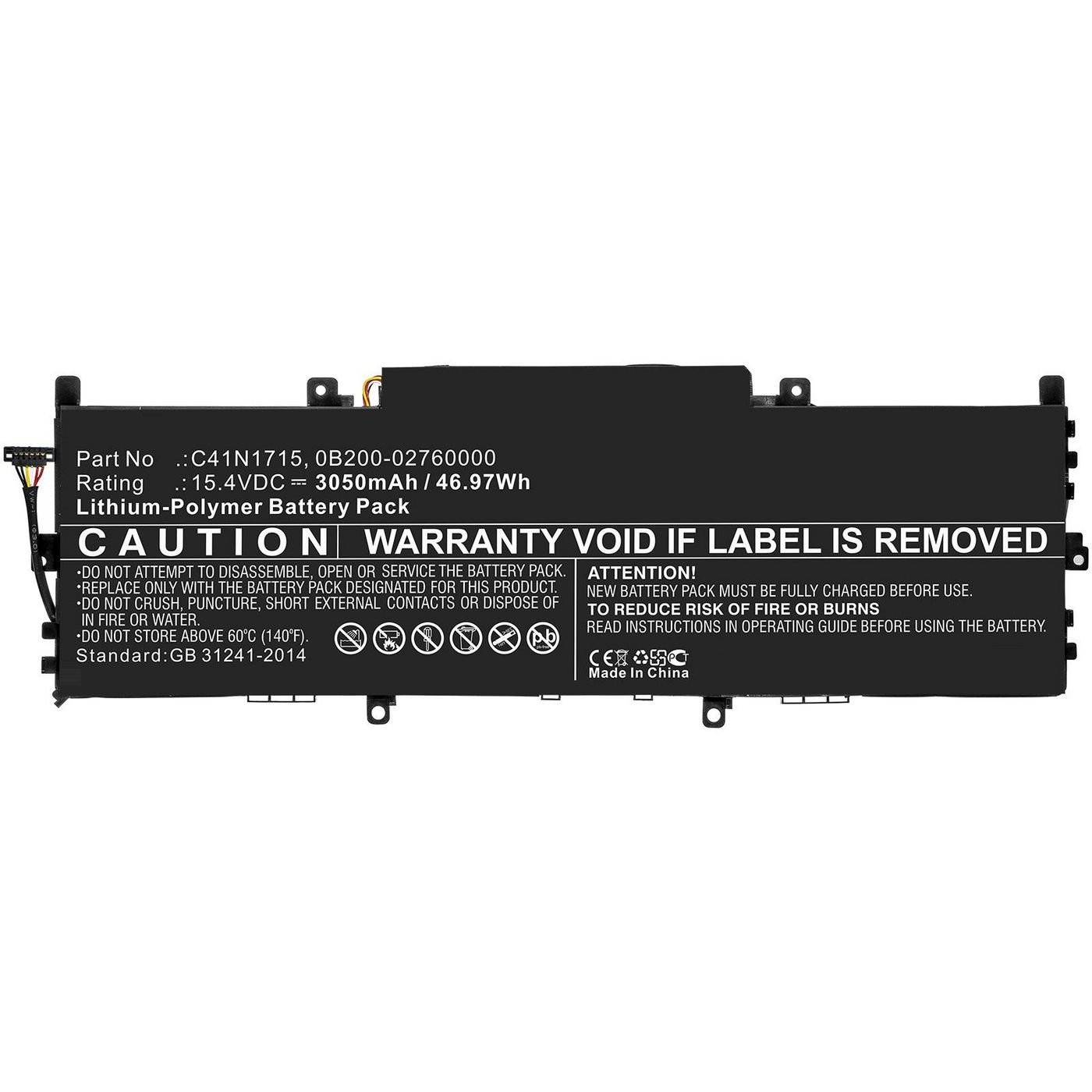 Img_27249838.jpg Laptop Battery for Asus 45.60Wh 15.2V 3000mAh 47Wh Li-Pol 15.4V 3050mAh for ASUS U3100FN - Image 1