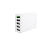 Multi-Port USB Charger White 50W 5V 2.4A USB-A 5-ports  with 2.4A each (Green port=QC3.0) Including 1.2m EU Power Cord
