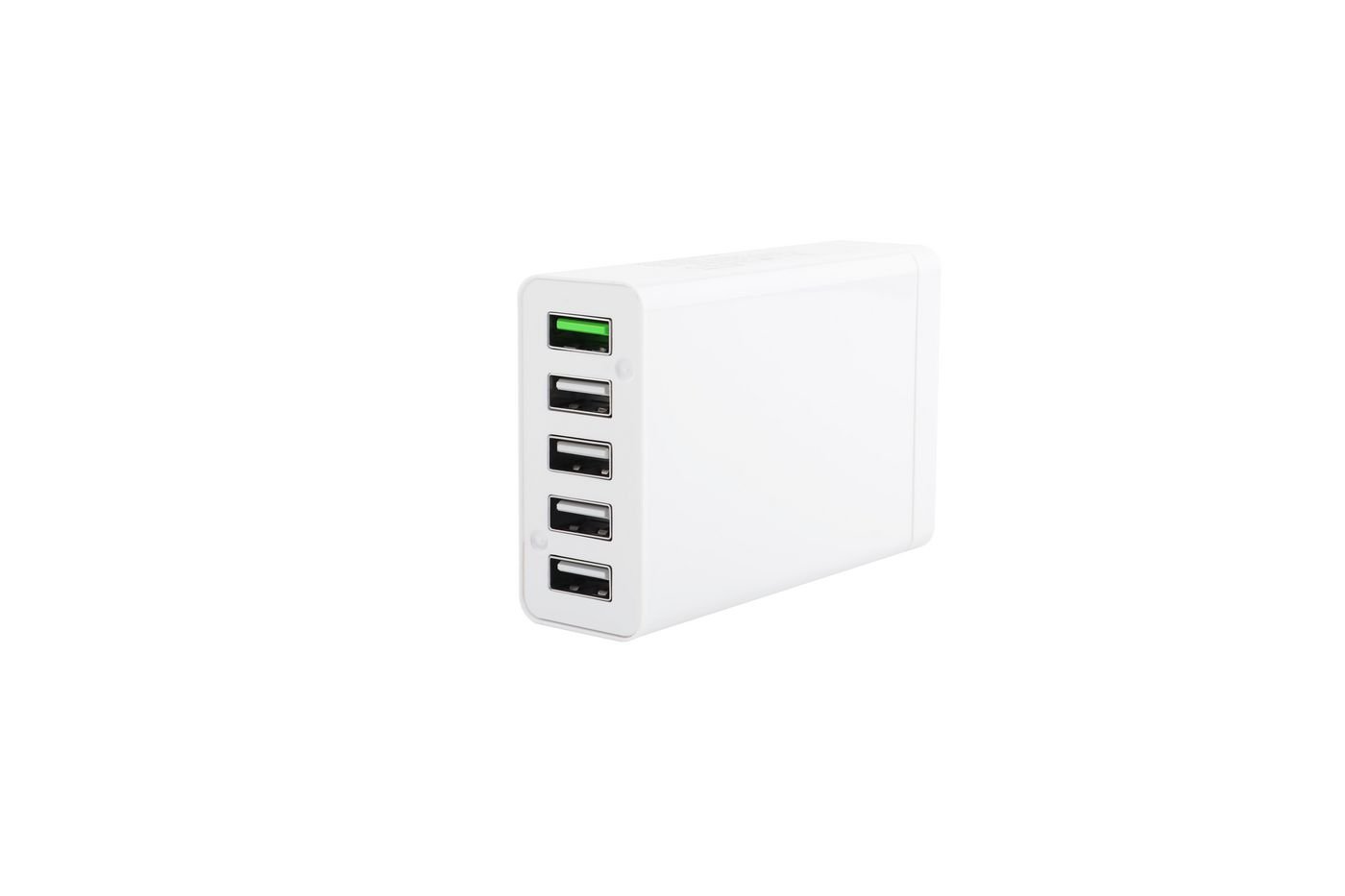 Img_27357006.jpg Multi-Port USB Charger White 50W 5V 2.4A USB-A 5-ports with 2.4A each (Green port=QC3.0) Including 1.2m EU Power Cord - Image 1