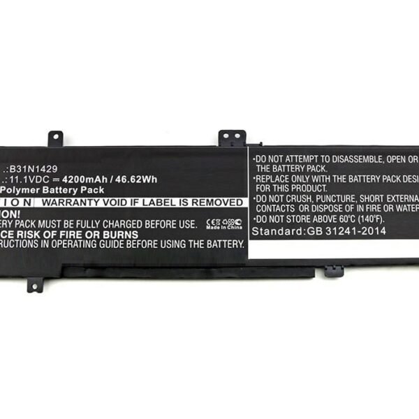 Laptop Battery for Asus  38.76Wh 11.4V 3400mAh 39Wh  Li-Pol 11.1V 3400mAh Black, A501C1-Z1-C10, A501LB5200, A501LX-DM023H, Vivobook