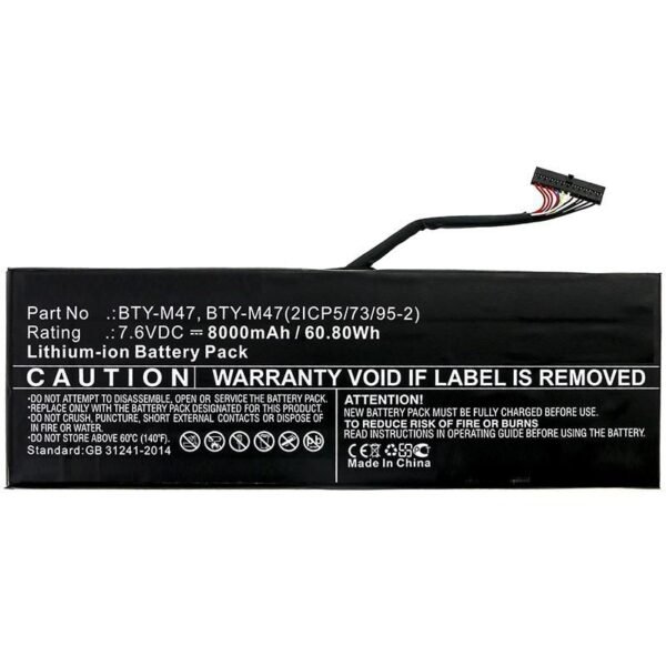 Laptop Battery for MSI  60.80Wh 7.6V 8000mAh 61WH  Li-ion 7.6V 8Ah GS40, GS40 6QD, GS40 6QD Phantom