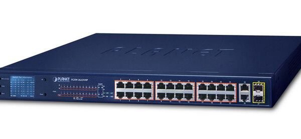 24-Port 10/100TX 802.3at PoE + 2-Port 10/100/1000T 2-Port 1000X SFP Ethernet Switch with smart color LCD (300W PoE Budget, Standard