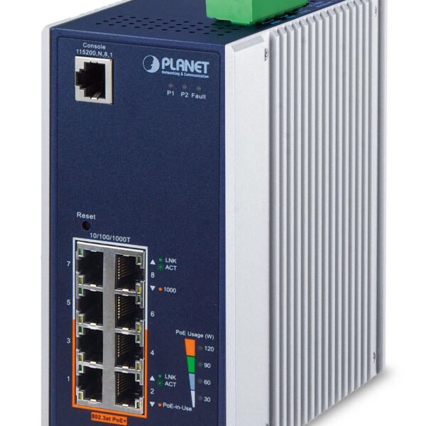 IP30 Industrial L2/L4 4-Port 10/100/1000T 802.3at PoE + 4-Port 10/100/1000T Managed Switch (-40~75 degrees C), dual redundant power