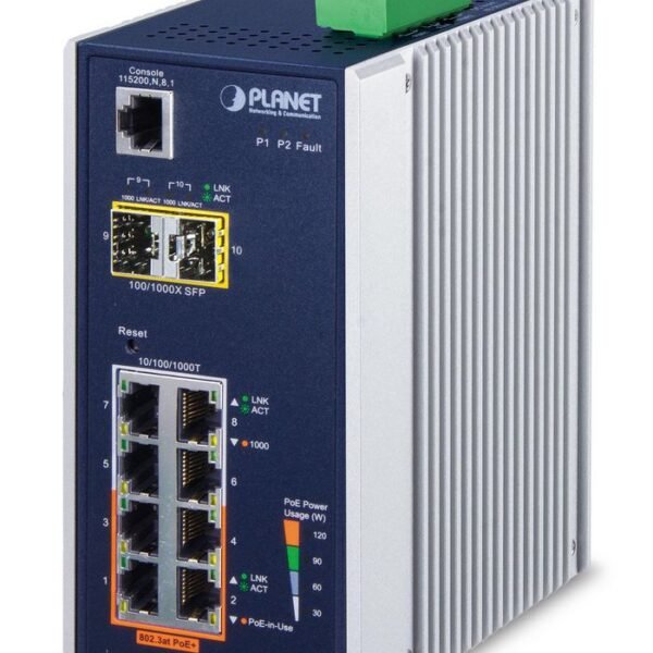 IP30 Industrial L2/L4 4-Port 10/100/1000T 802.3at PoE + 4-Port 10/100/1000T + 2-Port 100/1000X SFP Managed Switch (-40~75 degrees