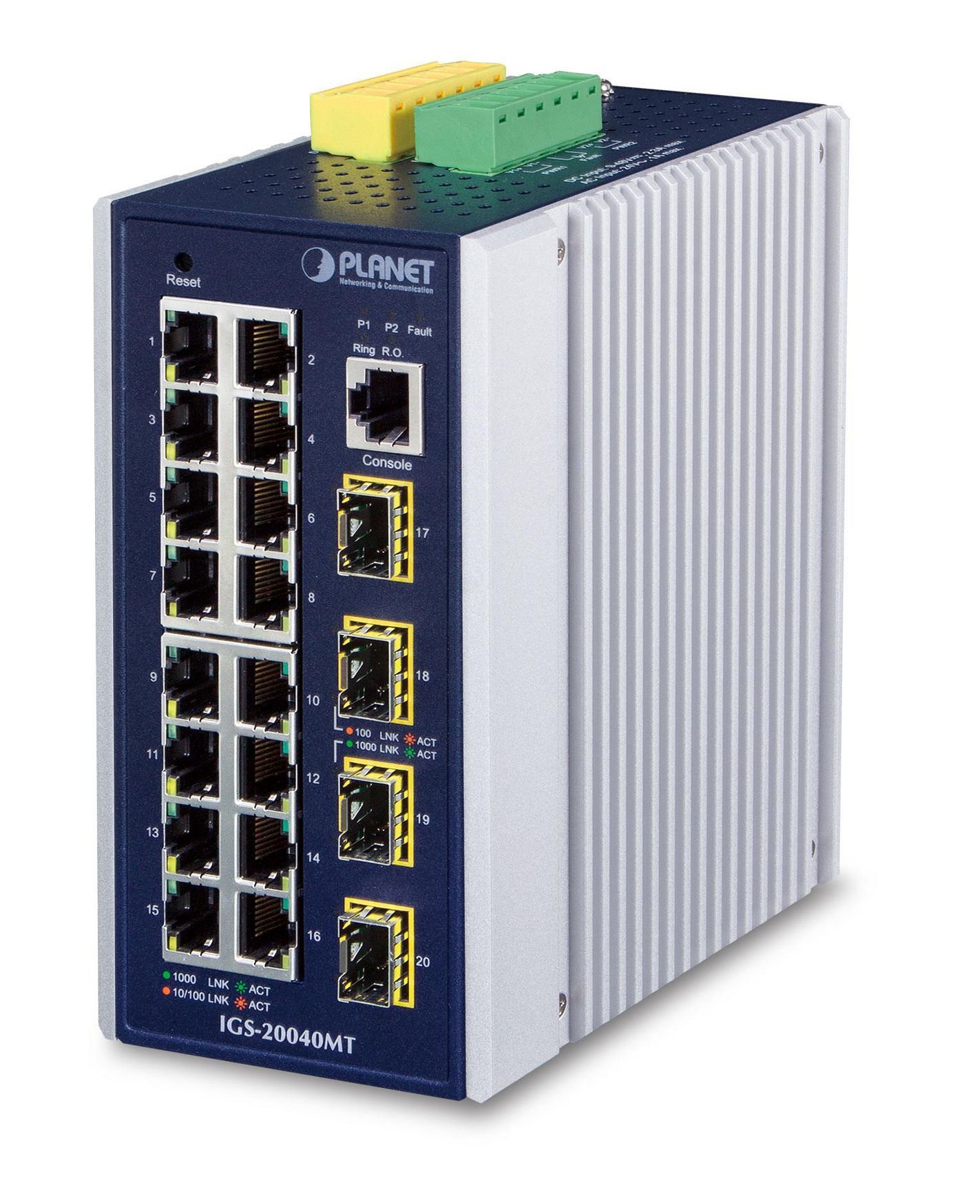 Img_27465073.jpg IP30 Industrial 16* 10/100/100 4 100/1000F SFP Full Managed Ethernet Switch (-40 to 75 degree C, 2*DI, 2*DO), ERPS Ring, 1588 - Image 1