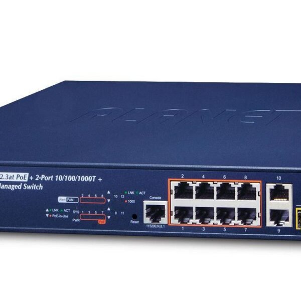IPv4/IPv6 L2+/L4 Managed 8-Port 802.3at High Power PoE Gigabit Ethernet Switch + 2-Port 100/1000SFP + 2-Port 10/100/1000T RJ45