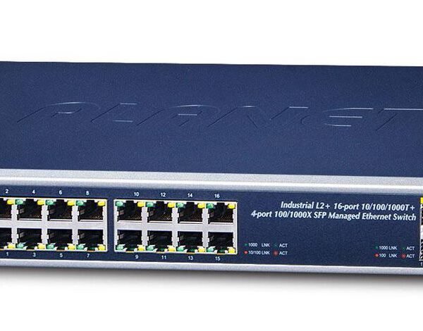 IP30 19" Rack Mountable Ind L2+/L4 Managed Ethernet Switch 16x1000T + 4x100/1000X SFP (-40 to 75 C, AC + 2 DC, DIDO, ERPS Ring, 1588)