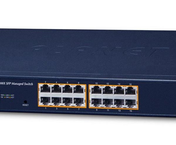 IPv6/IPv4, 16-Port Managed 802.3at POE+ Gigabit Ethernet Switch + 2-Port 100/1000X SFP (220W)