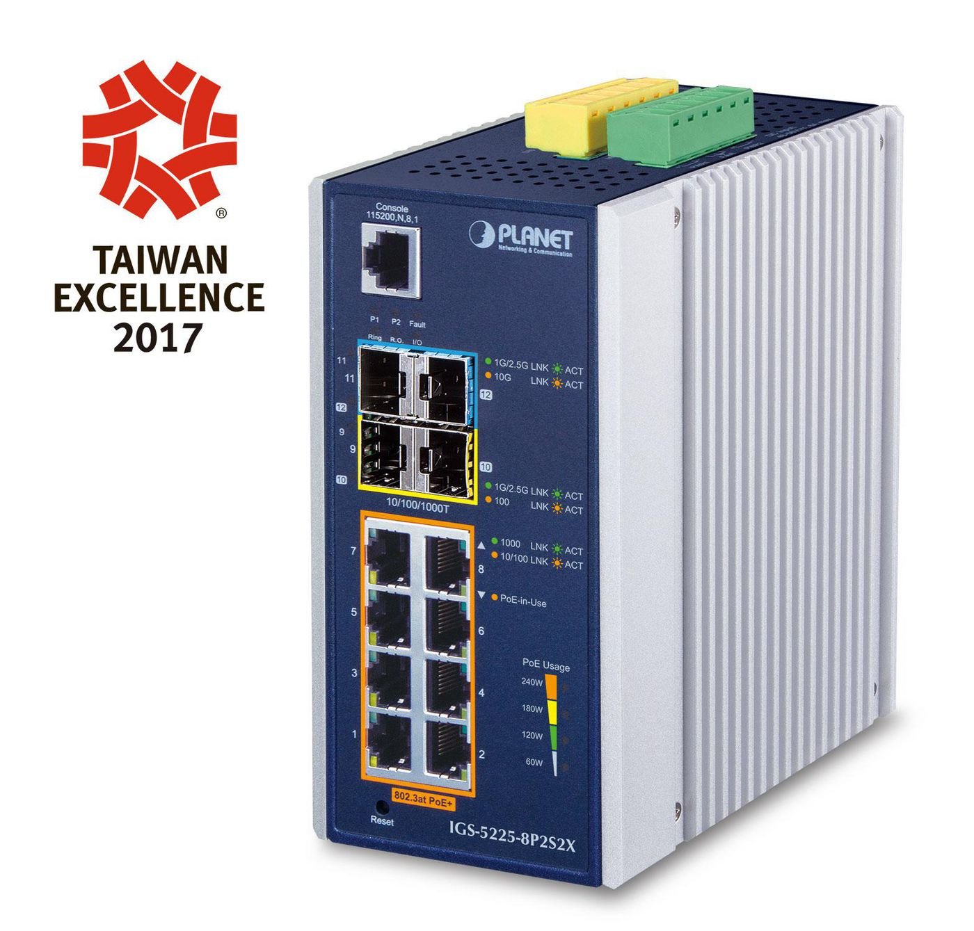 Img_27558754.jpg IP30 Industrial L2+/L4 8-Port 1000T 802.3at PoE+ 2-port 100/1000X SFP + 2-port 10G SFP+ Full Managed Switch (-40 to 75 C, dual redundant - Image 1