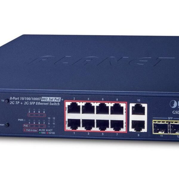 8-Port 10/100/1000T 802.3at PoE + 2-Port 10/100/1000T 2-Port 1000SX SFP Gigabit Switch with smart color LCD (120W PoE Budget, Standard