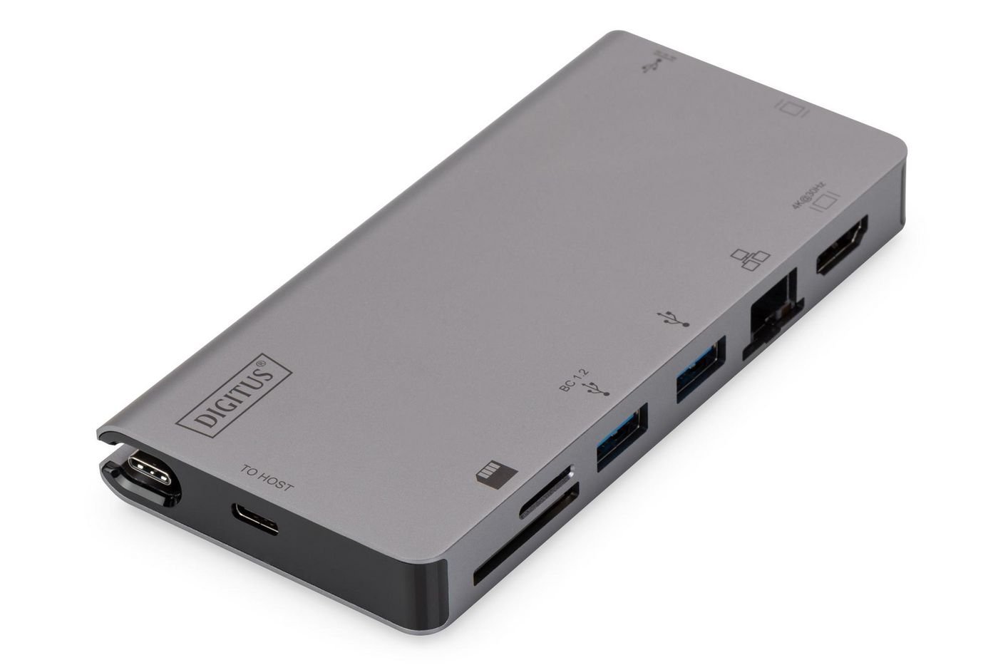 Img_27724069.jpg USB-C Multiport Travel Dock, 8 Port, gray 2x video, 2x USB C, 2x USB3.0, RJ45,2x card reader - Image 1