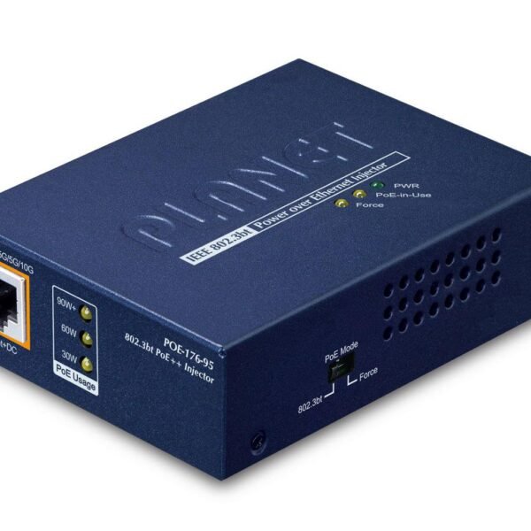 Single-Port 10Gbps 802.3bt  PoE++ Injector (95 Watts,  802.3bt Type-4, PoH) Single-Port 10Gbps 802.3bt, Power over Ethernet (PoE)