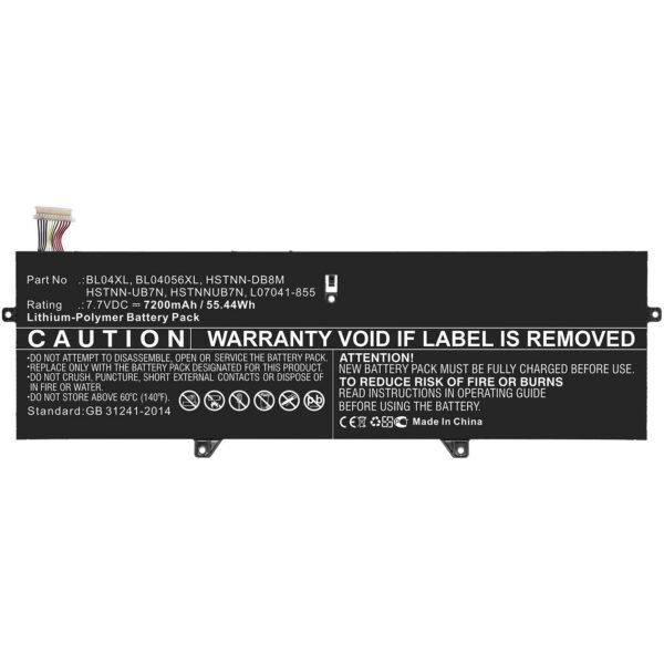 Laptop Battery for HP 52.36Wh  7.7V 6800mAh 52Wh 4Cell  Li-ion 7.7V 6800mAh Black, for EliteBook x360 1040 G5