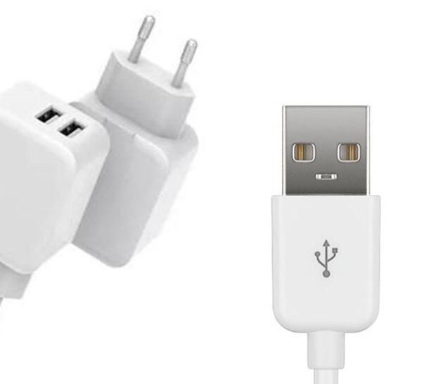 USB Charger for iPhone & iPad 12W 5V 2.4A Output: Double  USB-A with 2meter lightning cable
