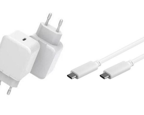USB-C Charger with 1meter  USB-C Cable 20W  5V-12V/1.5A-3A Output: USB-C PD QC3.0, Input: 110-230V EU Plug, for mobile