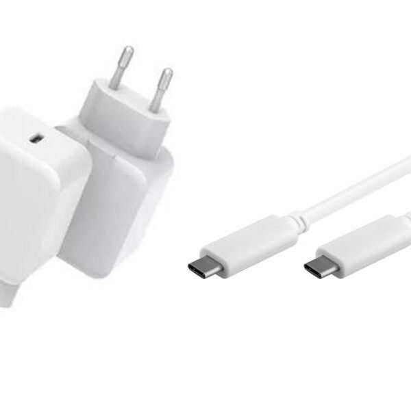 USB-C Charger with 1meter  USB-C Cable 20W  5V-12V/1.5A-3A Output: USB-C PD QC3.0, Input: 110-230V EU Plug, for mobile