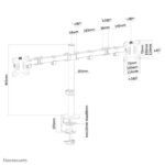 FPMA-D550DBLACK, Full Motion  Dual Desk Mount (Clamp &  Grommet), For 2 x 10-32" Monitor Displays,  0-8 kg/Display, Height Adjustable - - Image 2