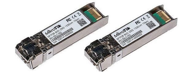 Pair of bidirectional SFP 1G  / SFP+ 10G / SFP28 25G 15km  modules (T1270nm/R1330nm, Single LC-connect