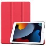 Cover for iPad 7/8/9 - Red for iPad 7/8/9 (2019-2021)  10.2inch Tri-fold Caster Hard Shell Cover with Auto Wake Function - Red