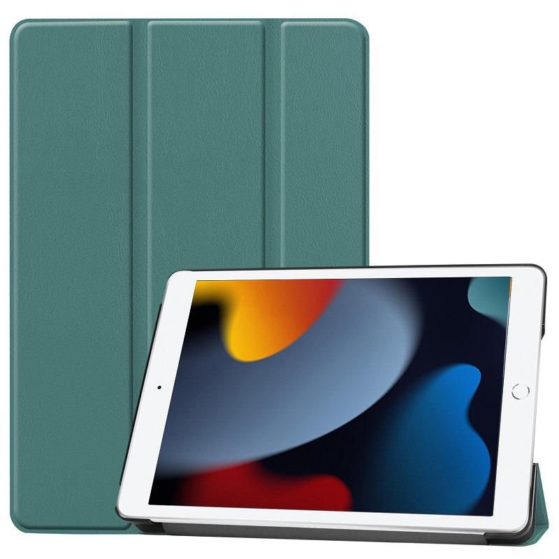 Img_28043617.jpg Cover for iPad 7/8/9 - Dark Green for iPad 7/8/9 (2019-2021) 10.2inch Tri-fold Caster Hard Shell Cover with Auto Wake Function - - Image 1
