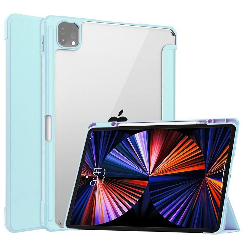 Img_28043768.jpg Cover for iPad Pro 12.9" 2021 For iPad Pro 12.9-inch 5th Gen (2021) Tri-fold Transparent TPU Cover Built-in S Pen Holder with Auto Wake - Image 1