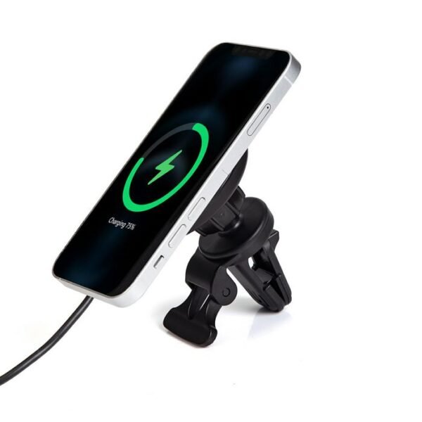 Magnetic Wireless Car Charger with USB-C plug. Charges up  to 15W. Use with PD 20W car charger