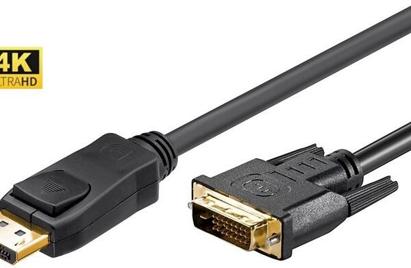 DisplayPort to DVI-D Cable 2m DP v1.2- DVI-D 24+1,  Dual-Link OD: 6.0mm, supports resolution up to 1920 x 1080P