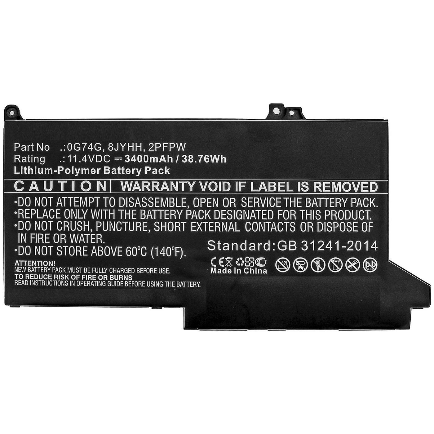 Img_28335069.jpg Laptop Battery for Dell 38.76Wh 11.4V 3400mAh 38.76Wh Li-Polymer 11.4V 3400mAh for DELL Latitude 12 5300, Latitude 12 7280, Latitude - Image 1