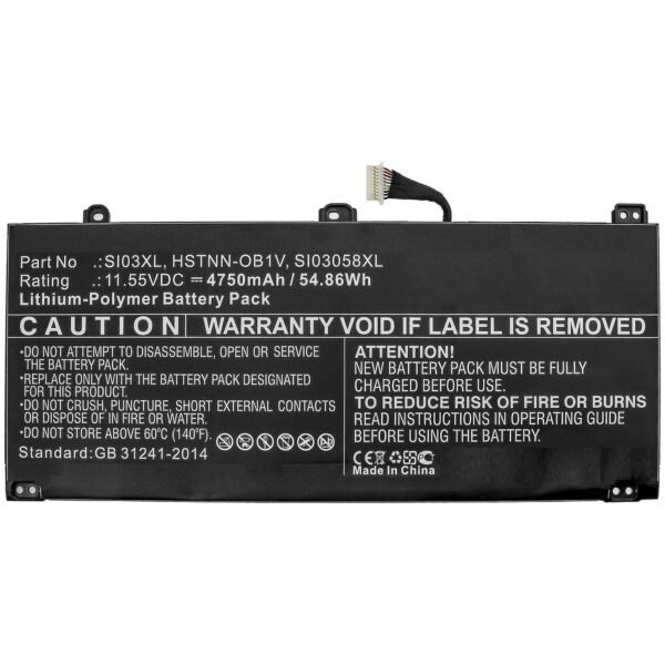 Laptop Battery for HP 54.86Wh  11.55V 4750mAh 54.86Wh  Li-Polymer 11.55V 4750mAh for HP Chromebook 14B