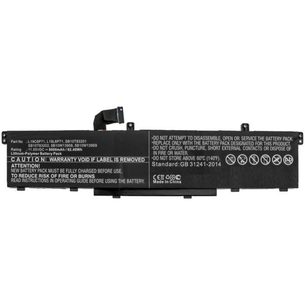 Laptop Battery for Lenovo  92.40Wh 11.55V 8000mAh  92.40Wh Li-Polymer 11.55V 8000mAh for Lenovo ThinkPad P15, ThinkPad P15 Gen 1