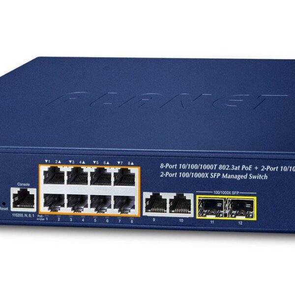 IPv4/IPv6, 8-Port Managed  802.3at POE+ Gigabit Ethernet  Switch  +  2-Port 10/100/1000Mbps RJ45 + 2-Port 100/1000X SFP