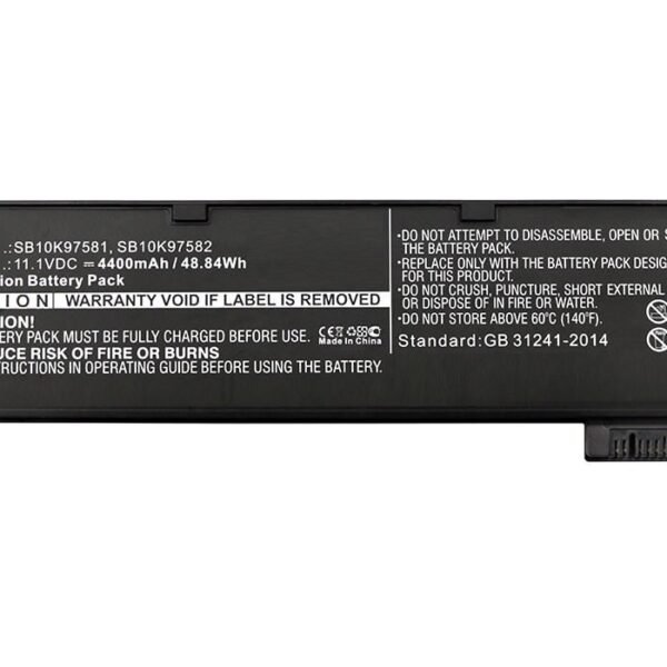 Laptop Battery for Lenovo  47.52Wh 10.8V 4400mAh 49Wh  Li-ion 11.1V 4400mAh Black, Thinkpad P51S, Thinkpad T570, 61+version