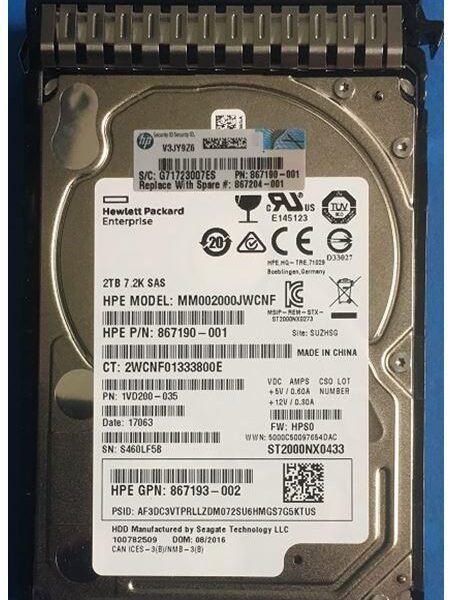 HDD 2TB 12G 7.2K SFF SAS SC