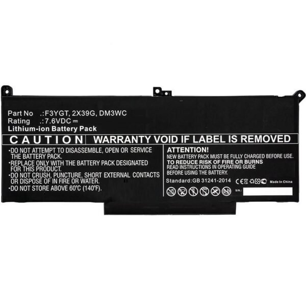 Laptop Battery for Dell  44.08Wh 7.6V 5800mAh 44Wh 4  cells Li-Po 7.6V 5800mAh black, DELL Latitude 12 7000, Latitude 12 7290,