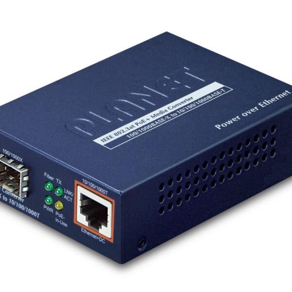 IEEE802.3af/at PoE 10/100/1000 to 100/1000X SFP Converter (SFP not Included)