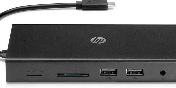 Travel USB-C Multi Port Hub 1C1Y5AA, Wired, USB 3.2 Gen 1  (3.1 Gen 1) Type-C, 10,100,1000 Mbit/s, Black, MicroSD (TransFlash), SD, China