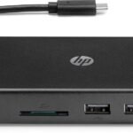 Travel USB-C Multi Port Hub 1C1Y5AA, Wired, USB 3.2 Gen 1  (3.1 Gen 1) Type-C, 10,100,1000 Mbit/s, Black, MicroSD (TransFlash), SD, China