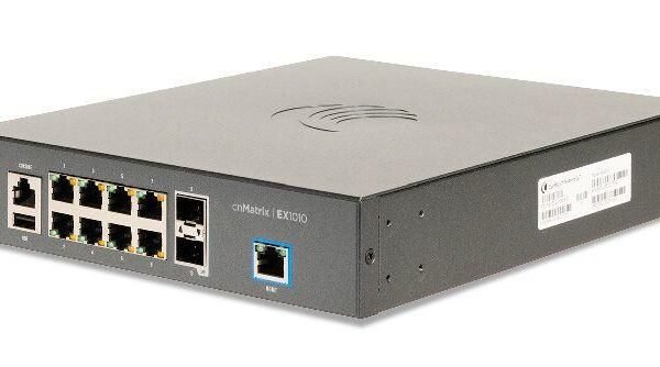 cnMatrix EX1010, Intelligent  Ethernet Switch, 8 1-Gbps and  2 1-Gbps SFP fiber ports - no power cord. Enterprise-grade L2+ functionality,