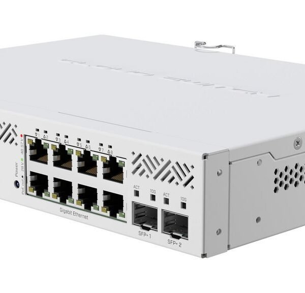 Cloud Smart Switch  610-8P-2S+IN with 8 x Gigabit   802.3af/at PoE-out ports, 2 x SFP+ cages, SwOS, desktop case, PSU