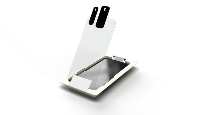 Img_29457151-1 Apple iPhone 12 Pro Max Clear Glass Screen Protector with mounting frame - Image 1
